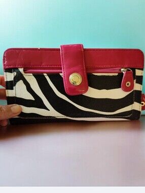 Zebra Print Wallet with Hot Pink Trim ● Read Below N View Pics